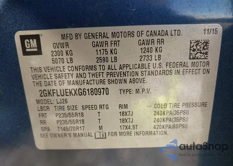 2016 GMC Terrain Slt from USA, damaged, VIN 2GKFLUEKXG6180970